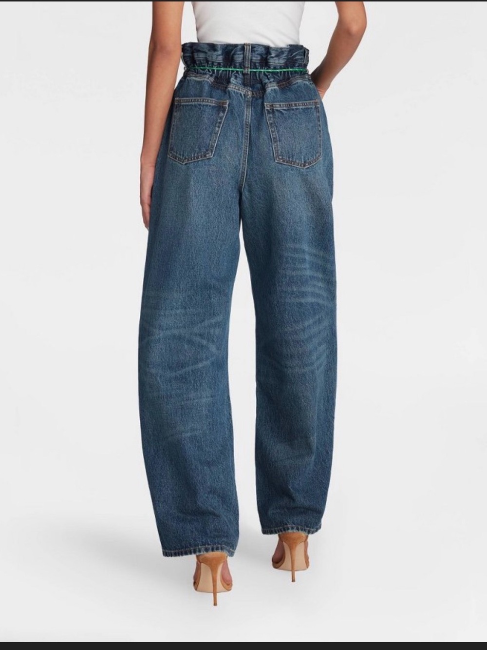 High-Waist Paperbag Wide-Leg Jeans - Blue